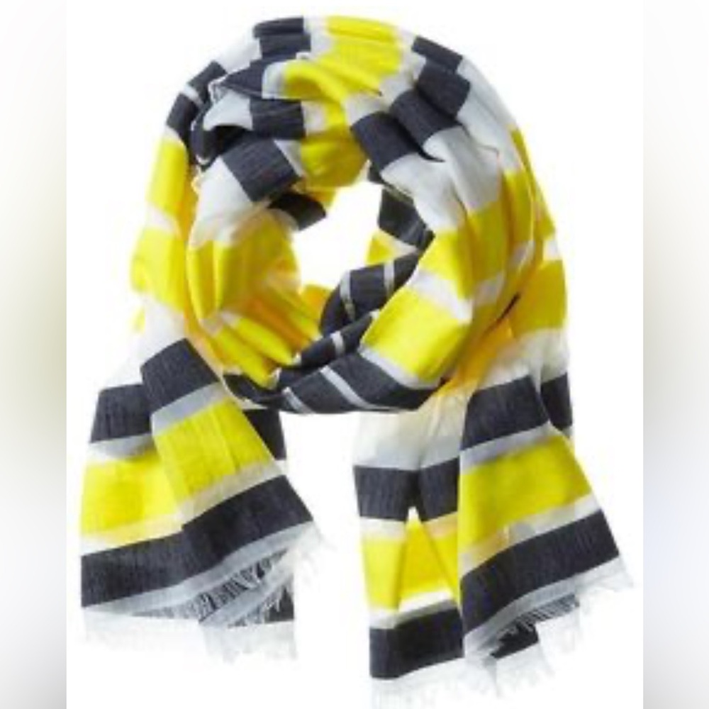 🧋Banana Republic Mia Striped Scarf Blue Yellow White